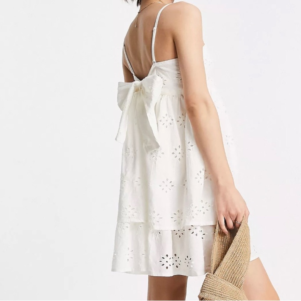 ASOS - Double Layer Tie Back Mini Sundress (White)
